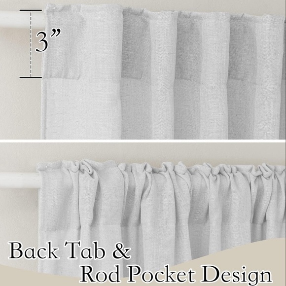 Dove gray Semi Sheer Curtains Linen Textured Blend Sheer W 52 x L 108 1 Pair - Picture 3 of 6